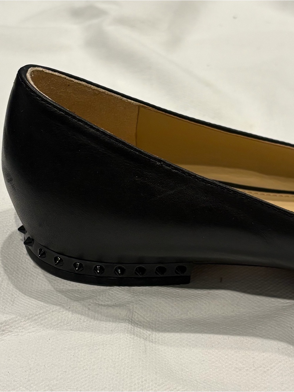 Sam Edelman Reyanne Black Leather Pointy Toe Ballet Flats Studded Heel Size 9 - Picture 3 of 6